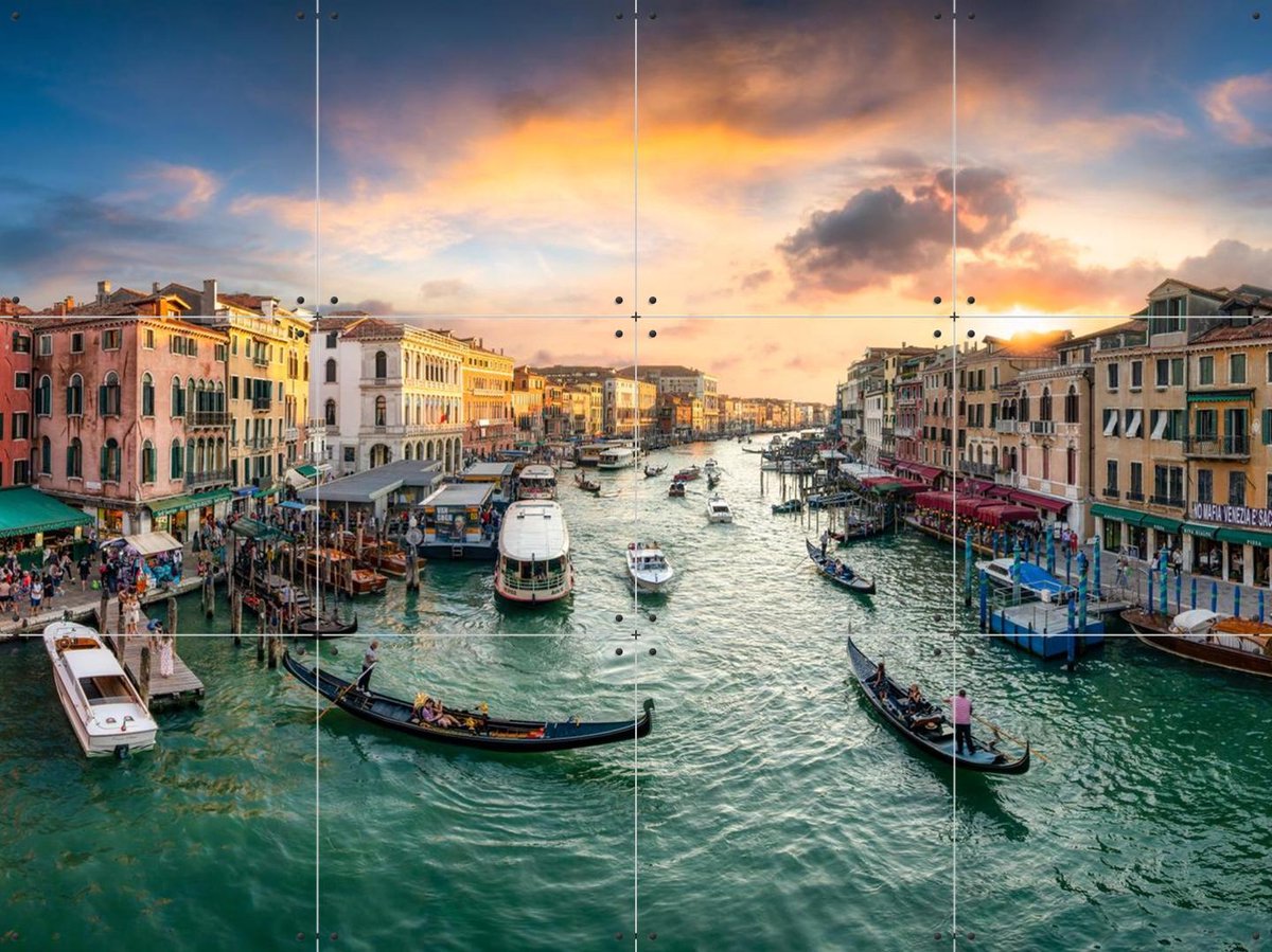IXXI Canal Grande at sunset, Venice, Italy, Jan Becke - 80 x 60 cm - Gratis ophangtool - Grote wanddecoratie en posters - Impressionisme, Fotografie