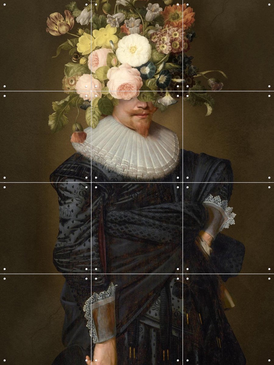 IXXI Portrait of a Man, Marja van den Hurk - 60 x 80 cm - Gratis ophangtool - Grote wanddecoratie en posters - Schilderijen, Surrealisme, Grafisch