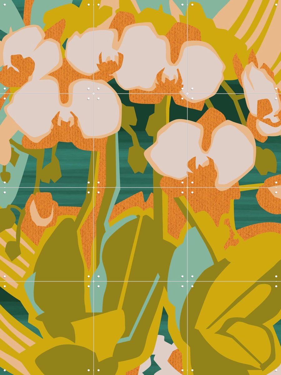IXXI Orchids, Megan Gallagher - 60 x 80 cm - Gratis ophangtool - Grote wanddecoratie en posters - Illustraties, Digitale Kunst, Kleurrijk, Woonkamer