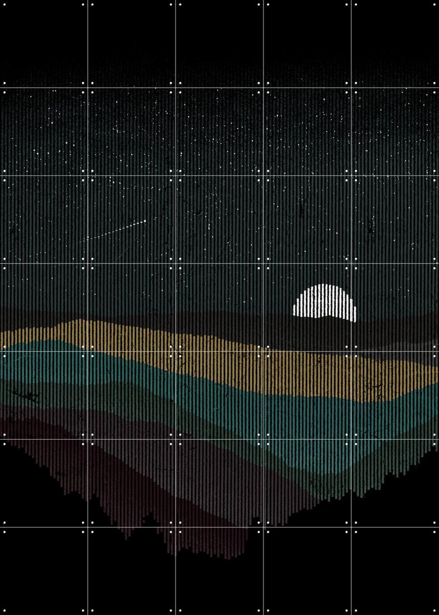 IXXI Moonrise, Florent Bodart - 100 x 140 cm - Gratis ophangtool - Grote wanddecoratie en posters - Illustraties, Digitale Kunst, Minimalisme
