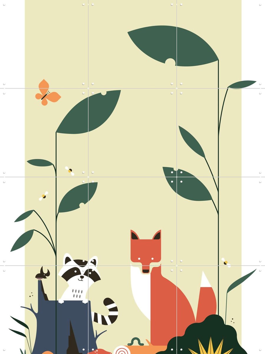 IXXI Forest Critters, Studio Kars + Boom - 60 x 80 cm - Gratis ophangtool - Grote wanddecoratie en posters - Grafisch Ontwerp, Geometrische Kunst
