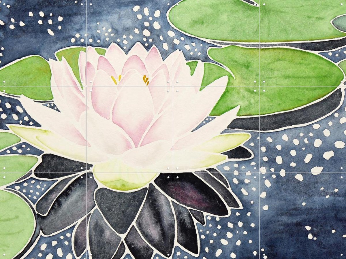 IXXI Pink Lotus Flower in Sparkling Water, Natalie Bruns - 80 x 60 cm - Gratis ophangtool - Grote wanddecoratie en posters - Naturalisme, Aquarel