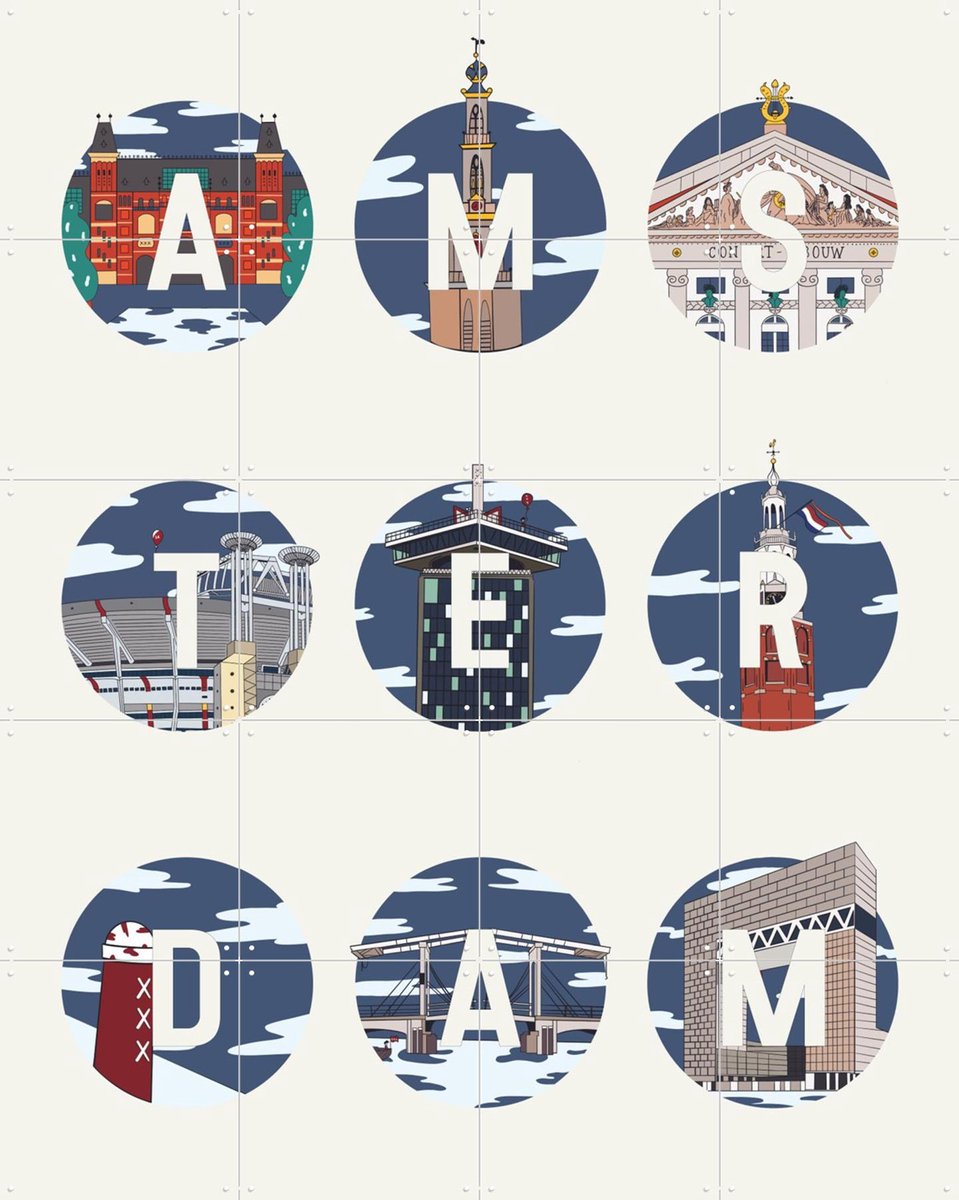 IXXI Amsterdam Icons, Art Studio Jet & Kunst in Kaart - 80 x 100 cm - Gratis ophangtool - Grote wanddecoratie en posters - Speels, Typografie