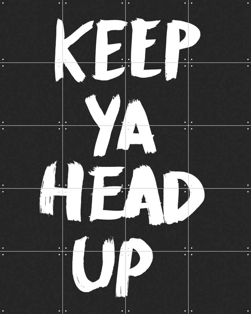 IXXI Keep ya head up, Marcus Kraft - 80 x 100 cm - Gratis ophangtool - Grote wanddecoratie en posters - Pop art, Typografie, Grafisch Ontwerp