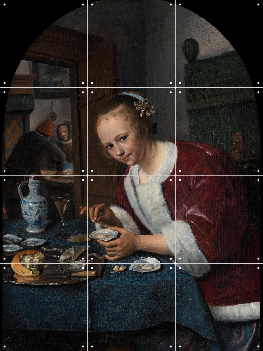 IXXI Het oestereetstertje, Jan Steen & Mauritshuis - 60 x 80 cm - Gratis ophangtool - Grote wanddecoratie en posters - Realisme, Schilderijen