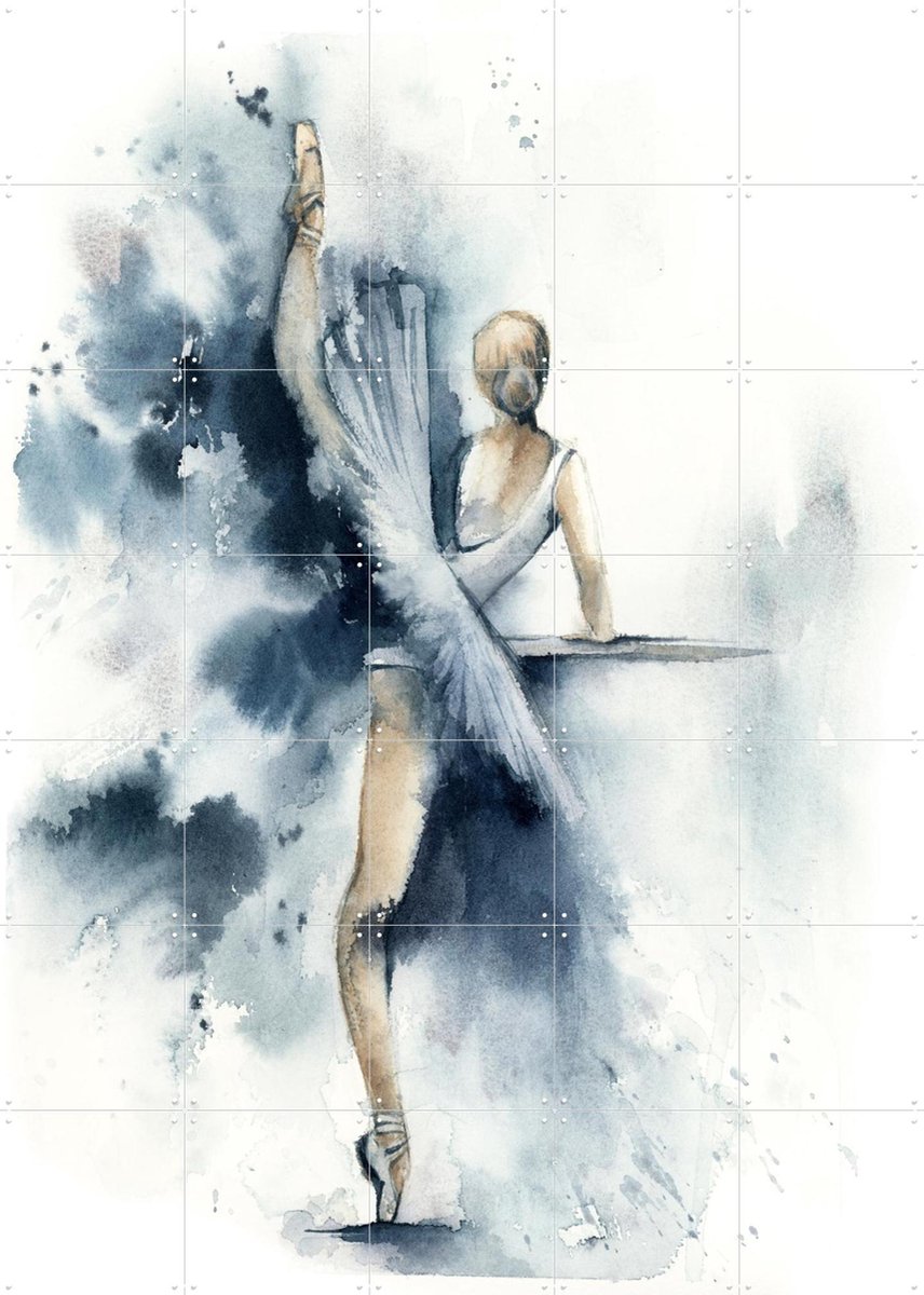 IXXI Ballerina Blue 1, Canot Stop Painting - 100 x 140 cm - Gratis ophangtool - Grote wanddecoratie en posters - Aquarel, Woonkamer, Slaapkamer