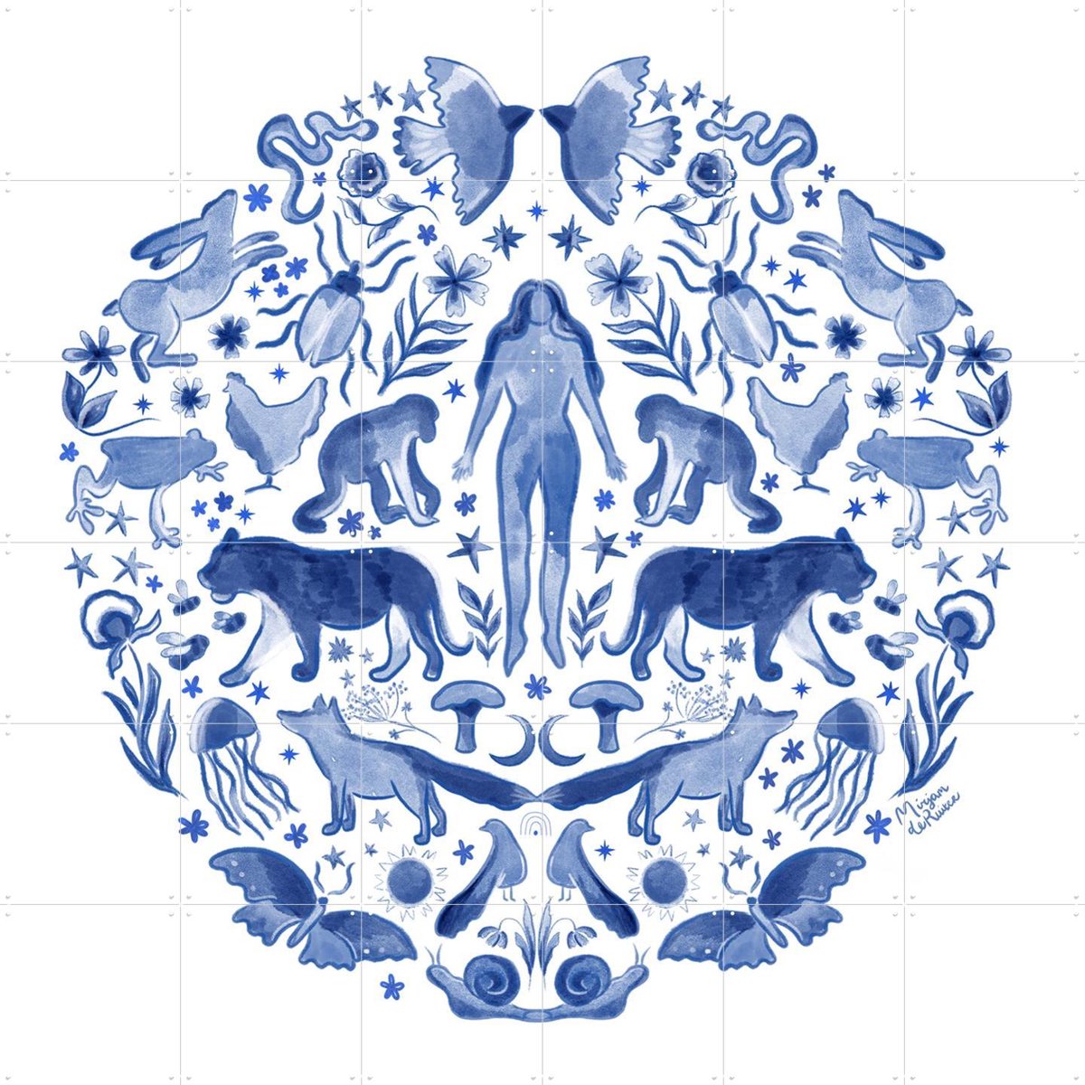 IXXI Eco Not Ego, Mirjam de Ruiter - 120 x 120 cm - Gratis ophangtool - Grote wanddecoratie en posters - Ornamenteel Ontwerp, Illustraties, Aquarel