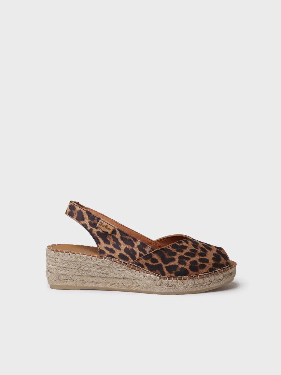 Dames leren espadrille met open neus en sleehak | BERNIA-P