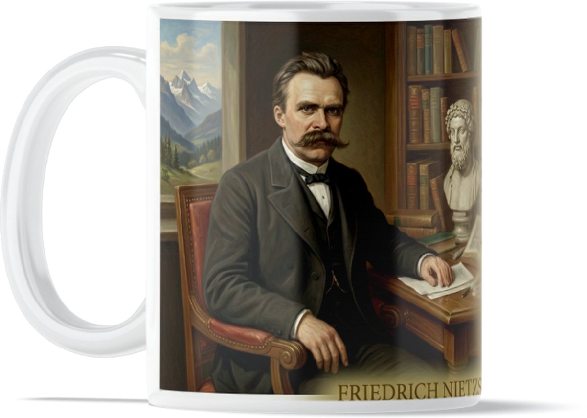 Design Mok "Friedrich Nietzsche" Liefdes Quote: "In de Liefde Schuilt er Altijd Wel een Beetje Waanzin" - Filosofisch Valentijnscadeau - Romantiek met Diepgang - Cadeau voor Hem of Haar - Romantisch cadeau voor Denkers, Filosofen & Wilde Romantici