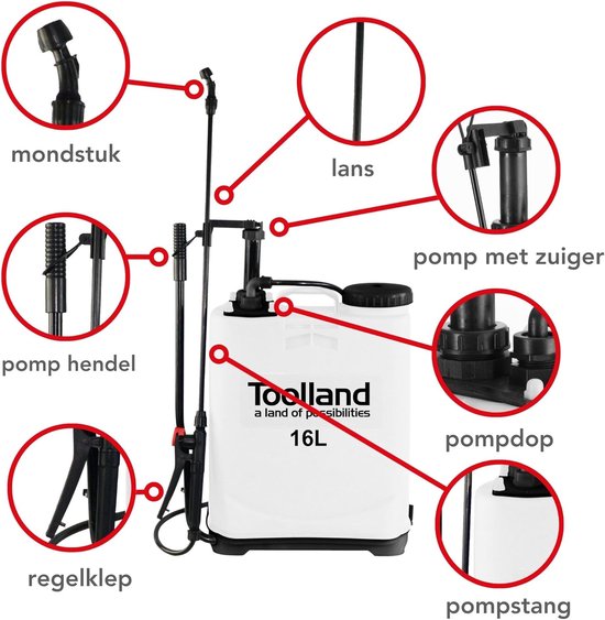 Multifunctionele Druksproeier met Telescopische Lans - Tuin- en Huishoudelijke Sproeier 16L — afbeelding 5