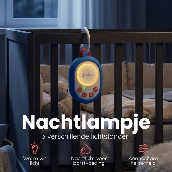 Kalaba Go – White Noise Machine Baby – Witte Ruis Apparaat – 20 Geluiden – Nachtlampje – Oplaadbaar – Blauw — afbeelding 5