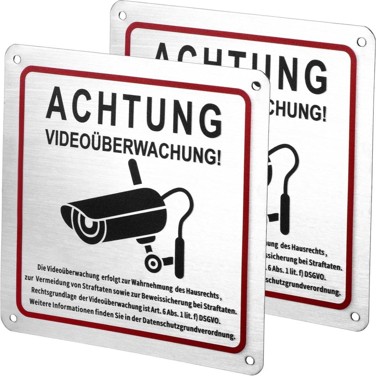 Onafhankelijke Video Bewakingsborden - Weerbestendig Aluminium - 15x15 cm