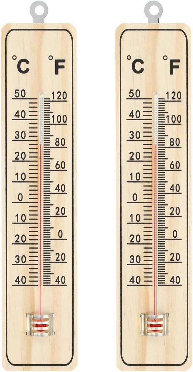 Houten Binnen Thermometer met Celsius en Fahrenheit Schaalverdeling