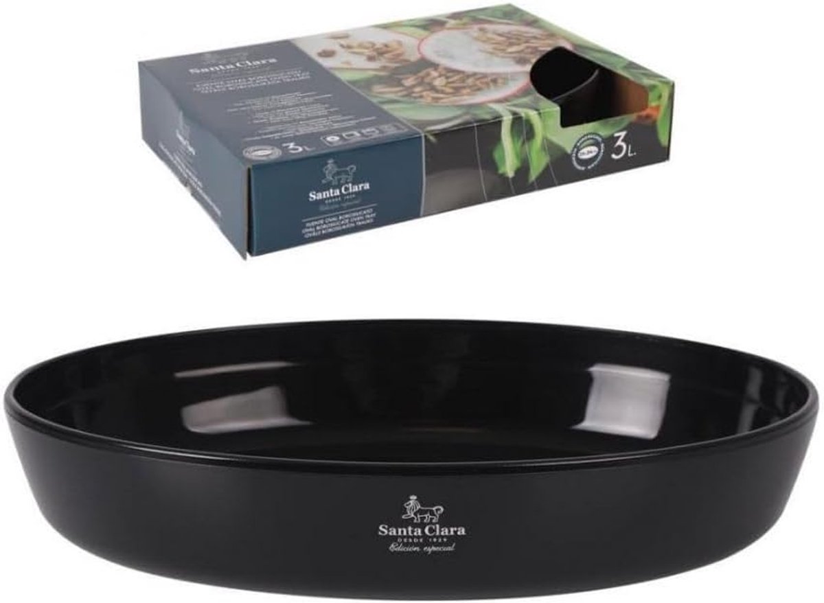 Ovale Ovenschaal van Borosilicaatglas met Handvatten – Zwart, Hittebestendig voor Lasagne & Braden