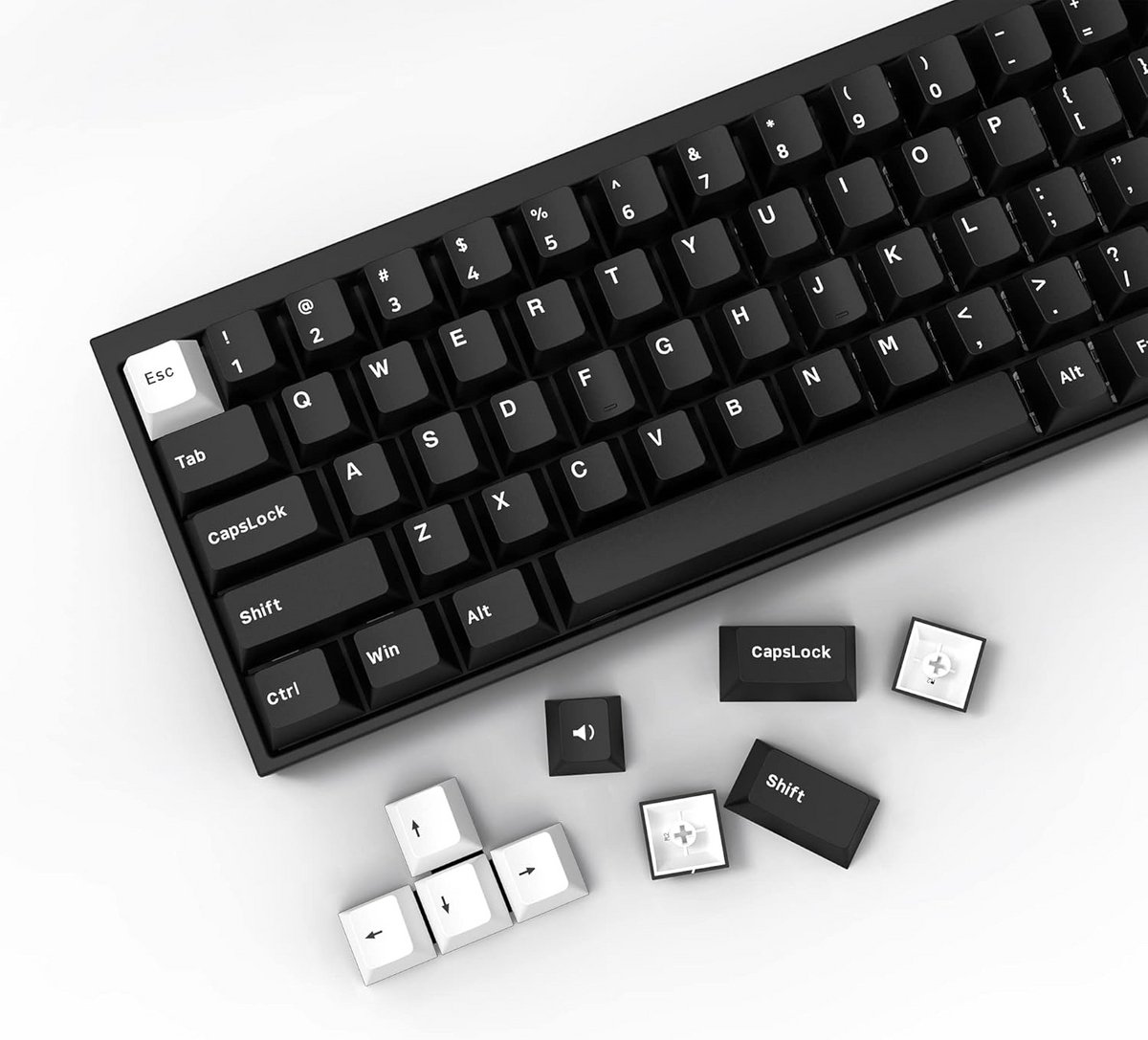 168 Toetsen PBT Keycap Set Dubbelgeschoten Cherry Profiel Wit op Zwart Minimalistisch
