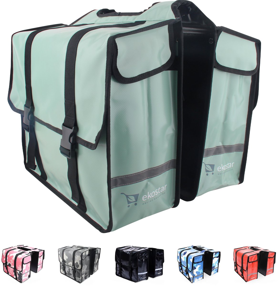 Ekostar® Fietstas Dubbel 46L - Waterdicht materiaal - Mint