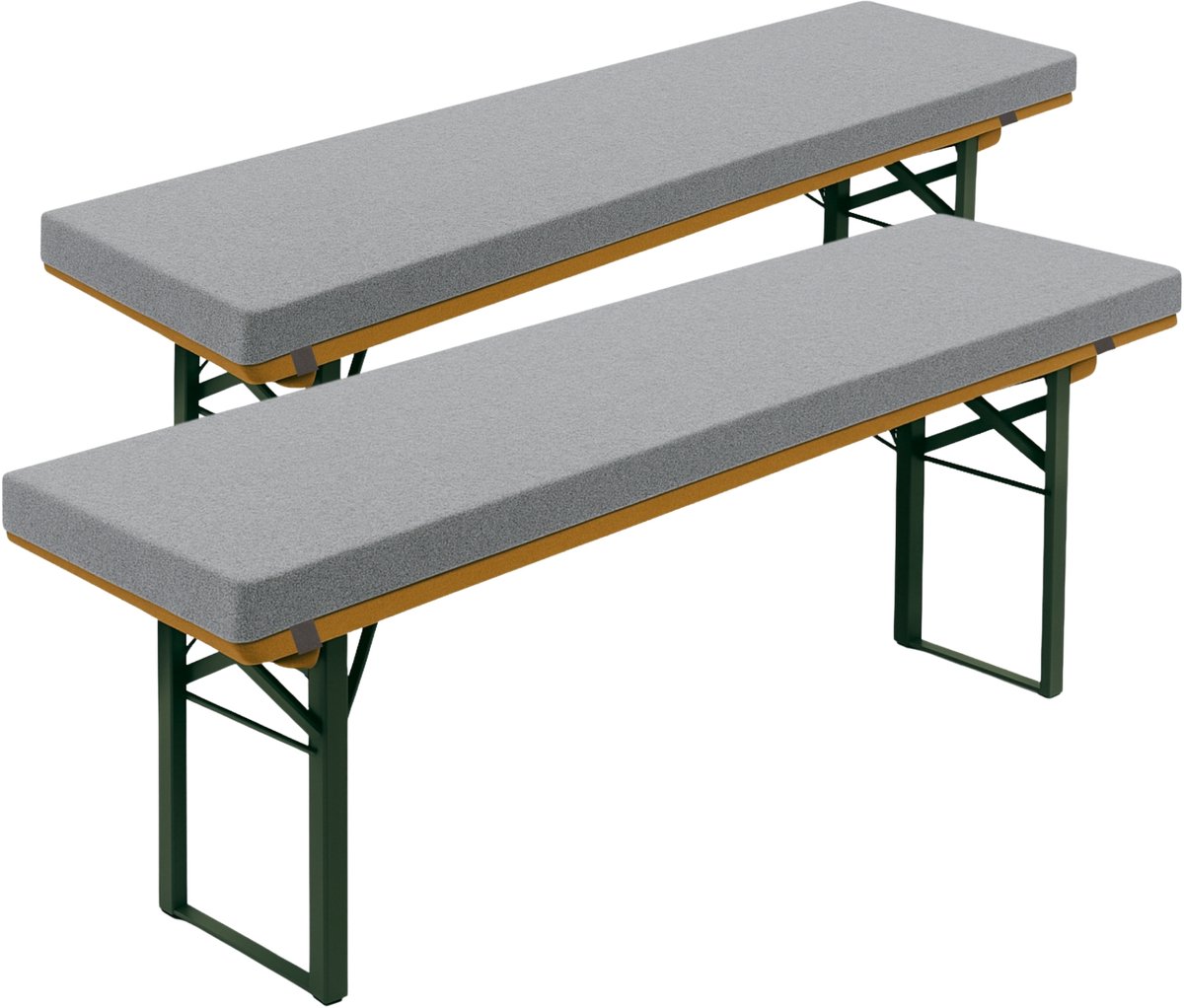 sleepling bierbankkussen set van 2 - bankkussen 220x25 cm - dik zitkussen voor bierbank - elastische bevestigingslussen - bankkussen buiten en binnen – Made in EU - 220 x 25 x 4 cm - lichtgrijs