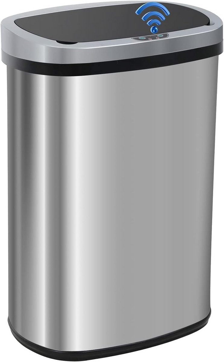 Grote RVS Touchvrije Prullenbak 50 Liter Keuken Afvalbak met Sensordeksel