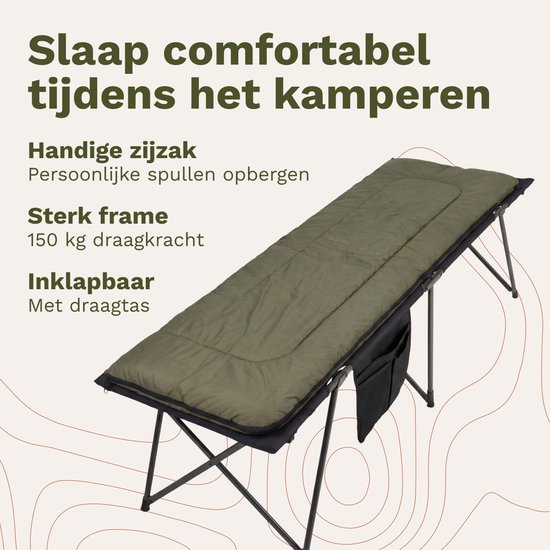 TRVLMORE Veldbed Opvouwbaar - 150KG Draagvermogen - Campingbed Incl. draagtas - Stretcher 1 Persoons - Stalen Frame - 213x79x50 cm - Zwart van Merkloos — afbeelding 3