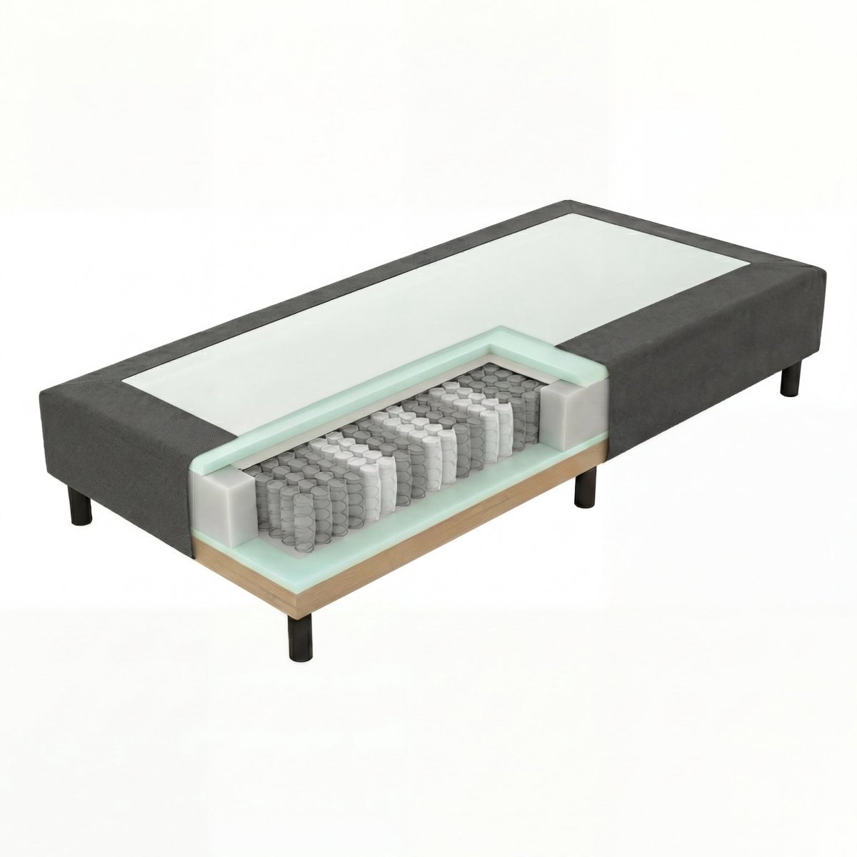 Mörgenn Pocket Boxspring - Losse onderbox met pocketvering - Hotelkwaliteit - Antraciet - 60x220 - 20cm hoog