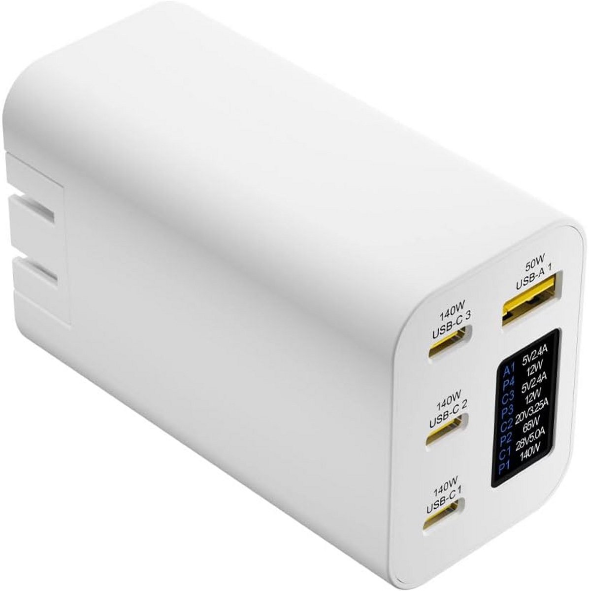 280W GaN Oplader met OLED-Display en 4 Poorten (3x USB-C, 1x USB-A)