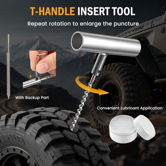 70-delige Bandenreparatieset voor Auto en Motorfiets - Heavy Duty Plugkit van Merkloos — afbeelding 3