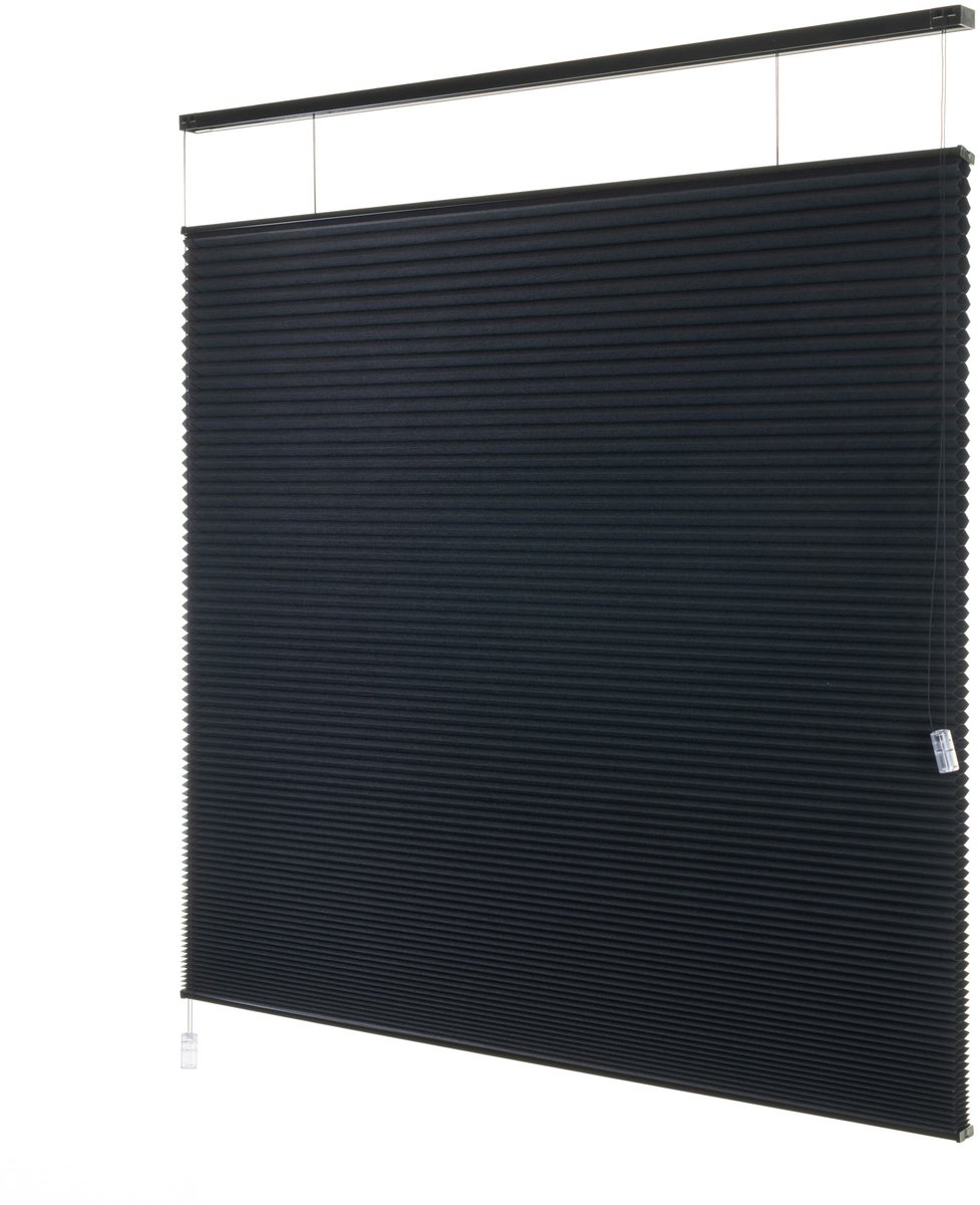Dutchblinds - Plisségordijnen - verduisterend - Zwart - 75 x 175 cm - Raamdecoratie op maat
