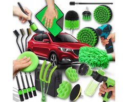 21-Delige Auto Reinigingsset – Complete Car Cleaning Kit met Borstels en Spons – Borstelset – Velgenborstel – Autopoetsset – Polijstschijf – 86705