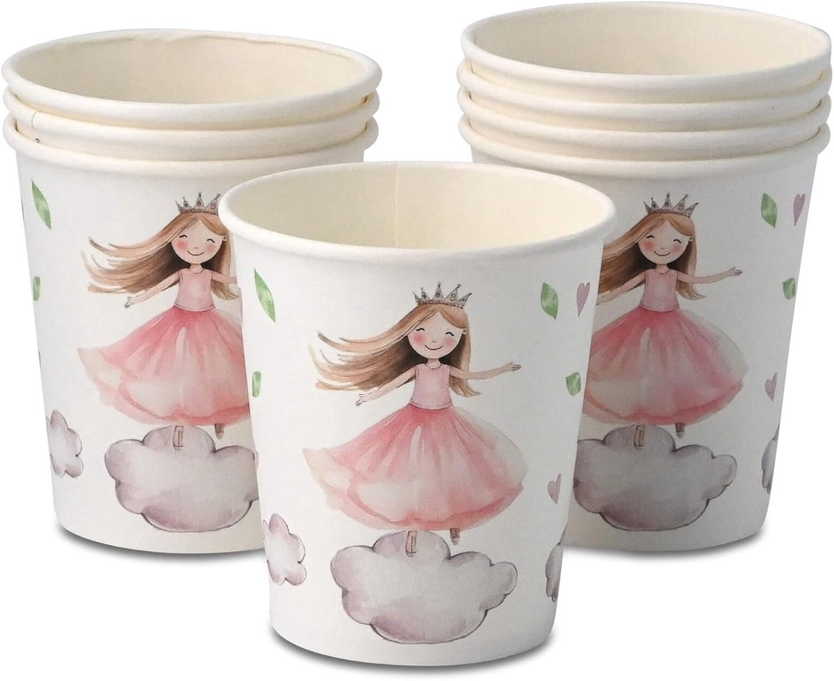 8 stuks papieren bekers 200 ml voor kinderfeestjes en verjaardagen