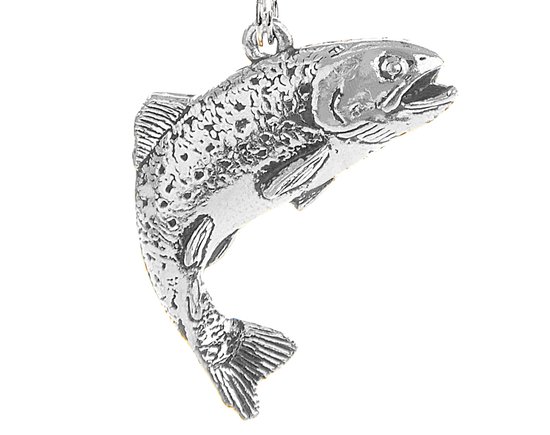 Hanger Forel + Ketting Zilver 45 cm (Dames) Vishanger Vissenketting Zilveren Kettinkje Vis Vissen van Merkloos — afbeelding 2