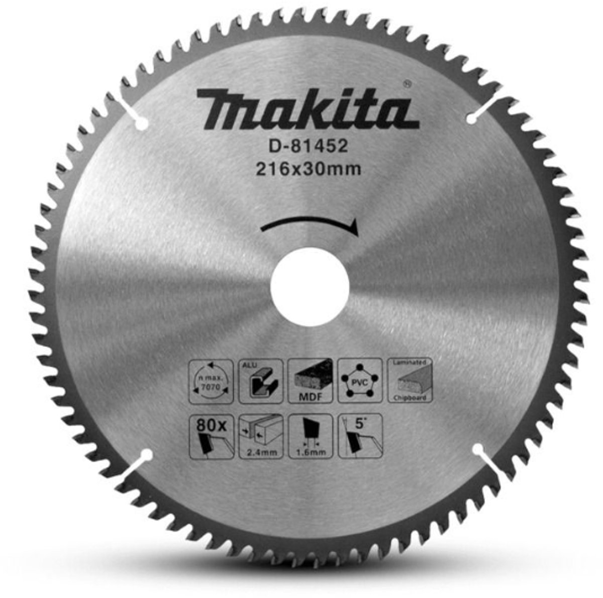 Makita D-81452 Afkortzaagblad diverse materialen | 216 x 30 mm | 80-tands