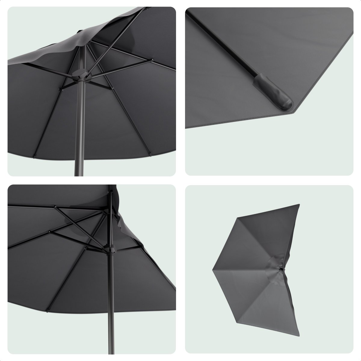 LifeGoods Balkon Parasol - Tuin - 270x135 cm - Halfronde Parasol - Waterdicht - UPF50+ - Donkergrijs thumbnail 6