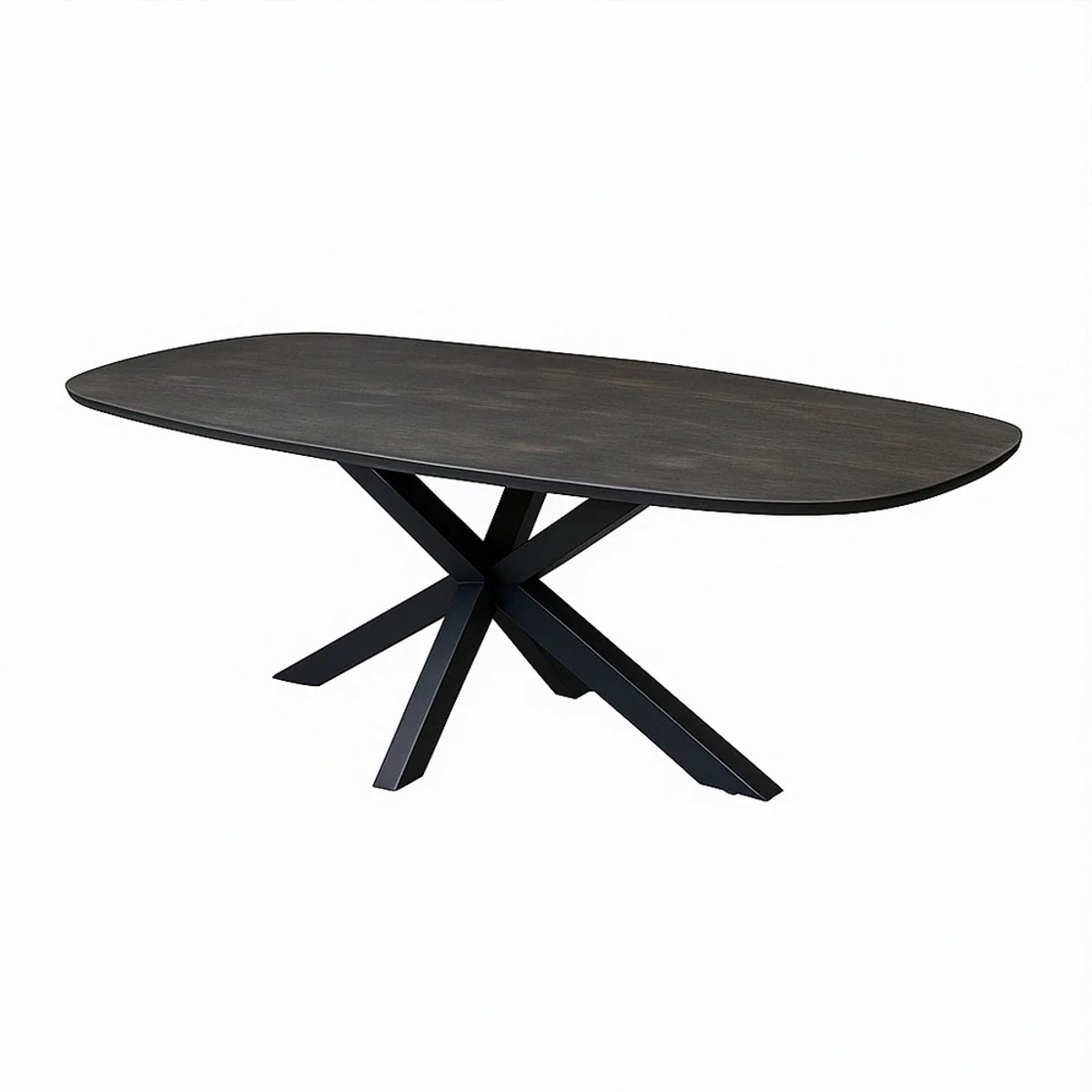 Zita Home eettafel 220 Deens ovaal volledig zwart met metalen onderstel dutch