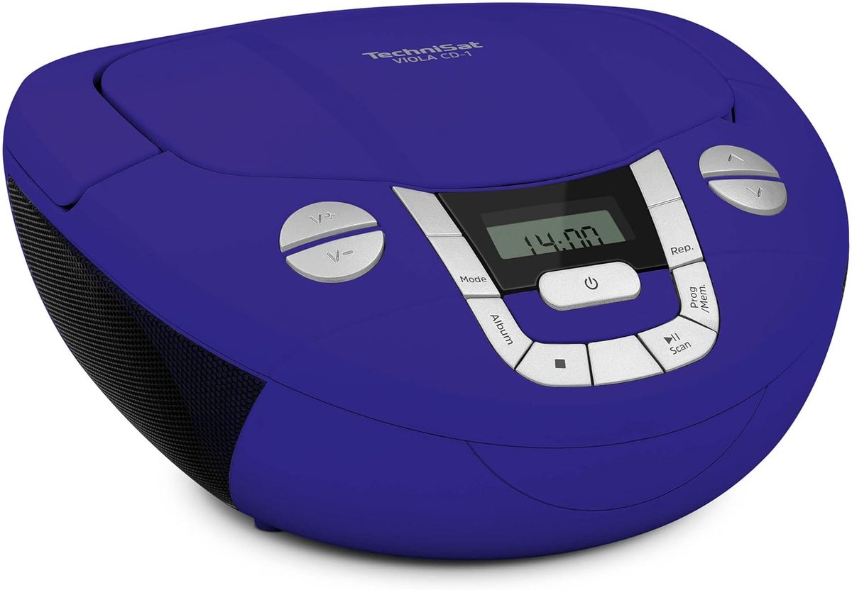 Draagbare CD Speler met Bluetooth en FM Radio - Blauwe Stereo Boombox