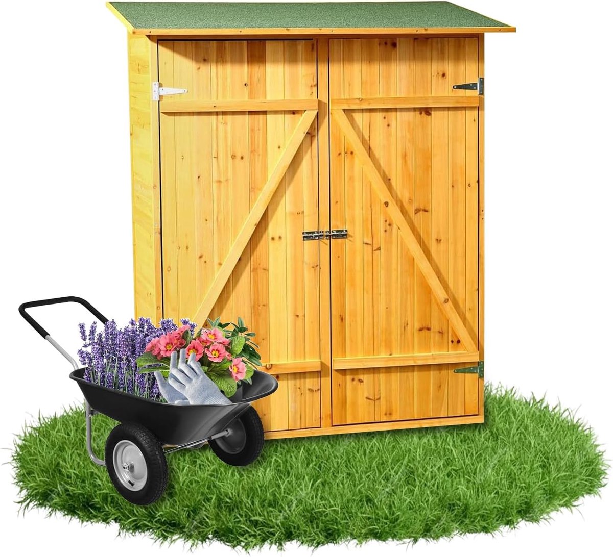 Houten Tuinhuis met Bitumen Dak voor Gereedschap en Opslag