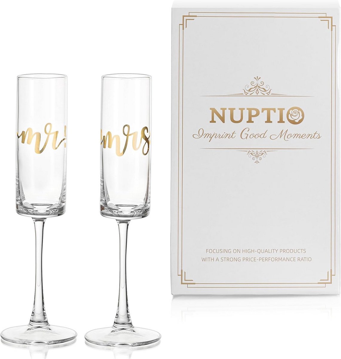 Set van 2 gegraveerde champagneglazen, perfect voor bruiloft en jubileum