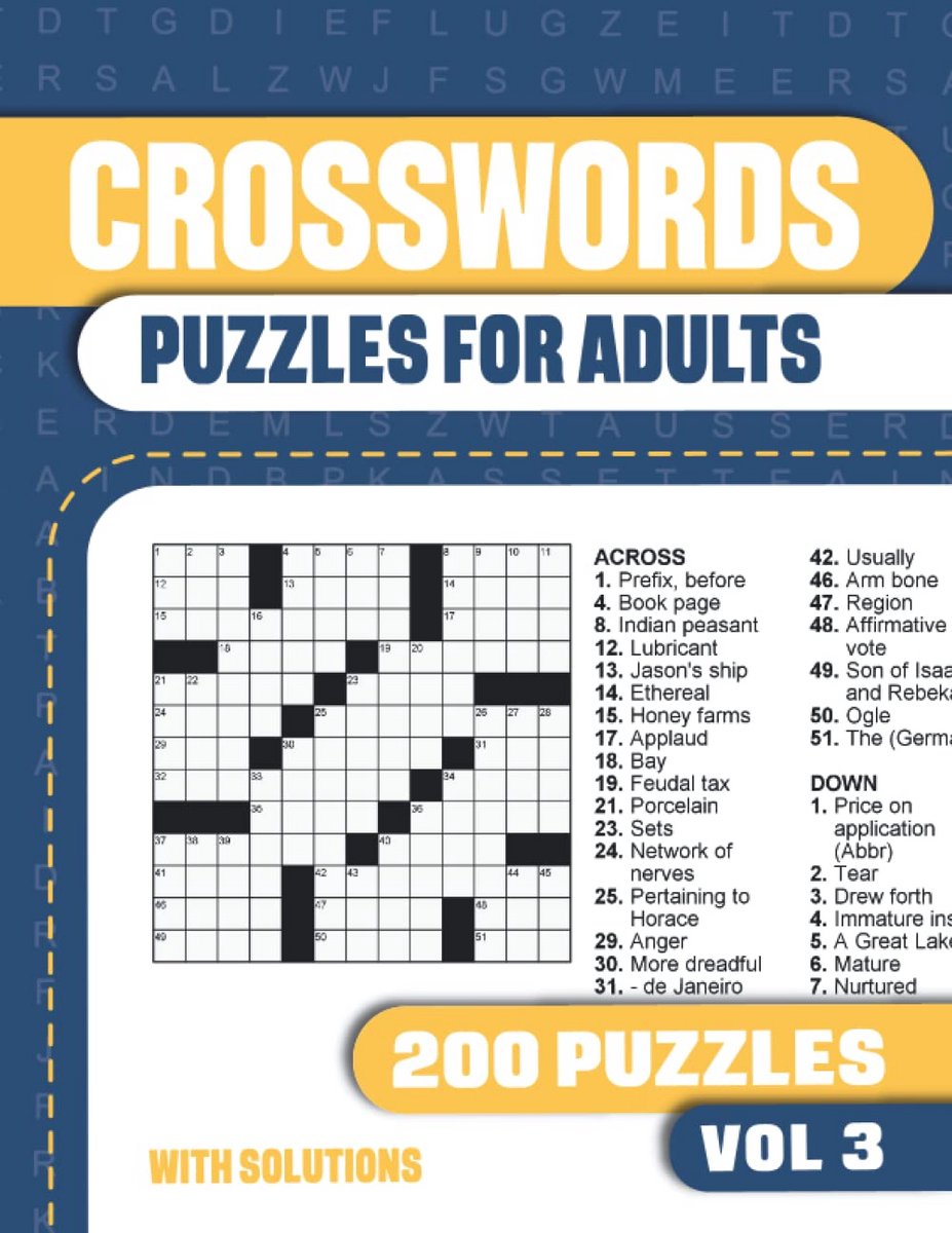 200 Kruiswoordpuzzels voor Volwassenen en Senioren - Puzzelboek Deel 3