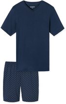 Essentials Katoenen modale pyjamaset voor heren, zwart marineblauw mix gestreept, XX-Large
