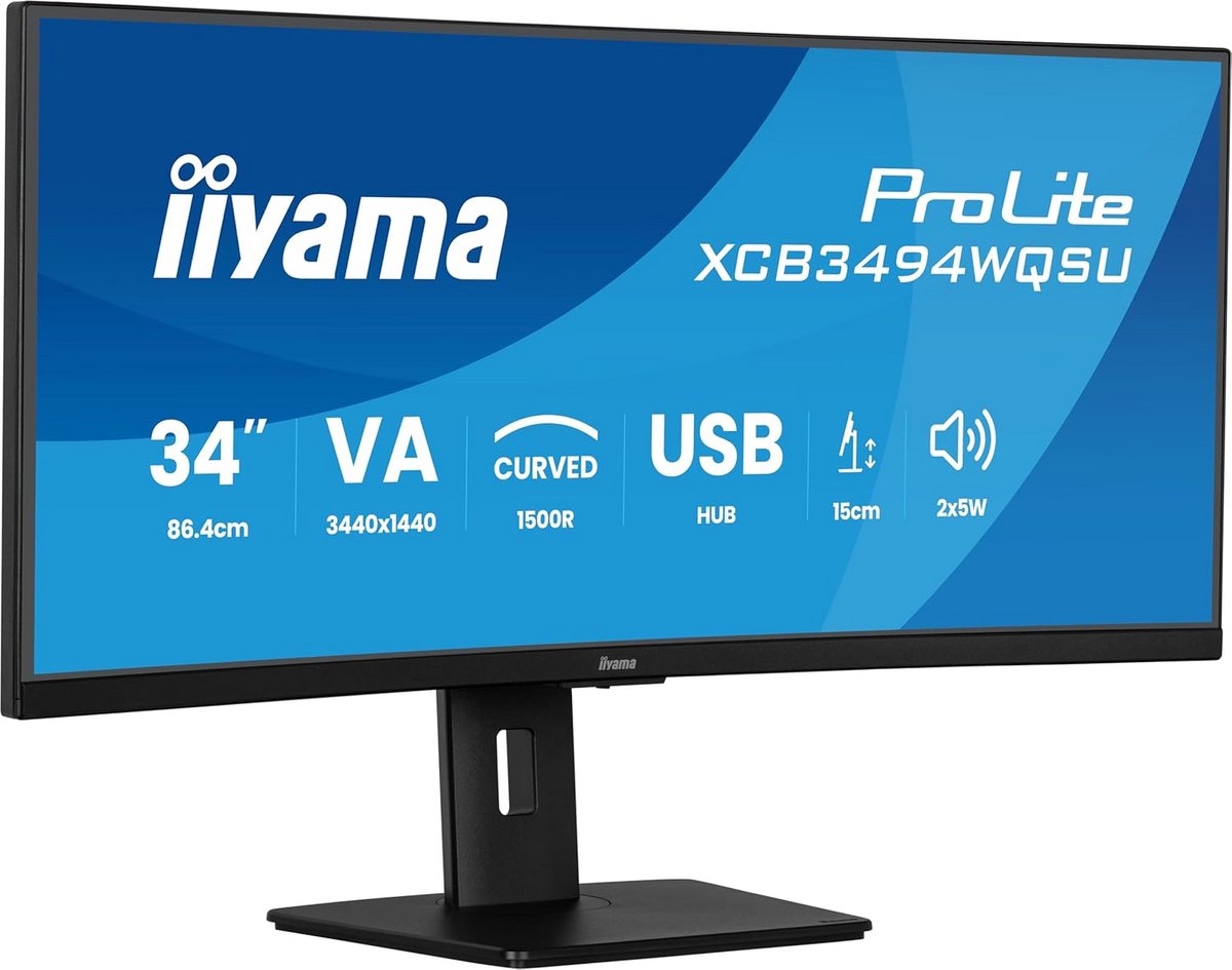 34 inch UltraWide Curved Monitor met USB Hub en Speakers