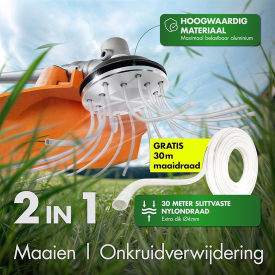 Professionele onkruidborstel voor bosmaaier met 30m nylon draad - Ondergrondvriendelijk van Merkloos	 — afbeelding 3