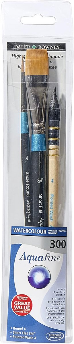 Set van 3 Aquarelkwasten met Korte Handgreep voor Aquarel en Gouache