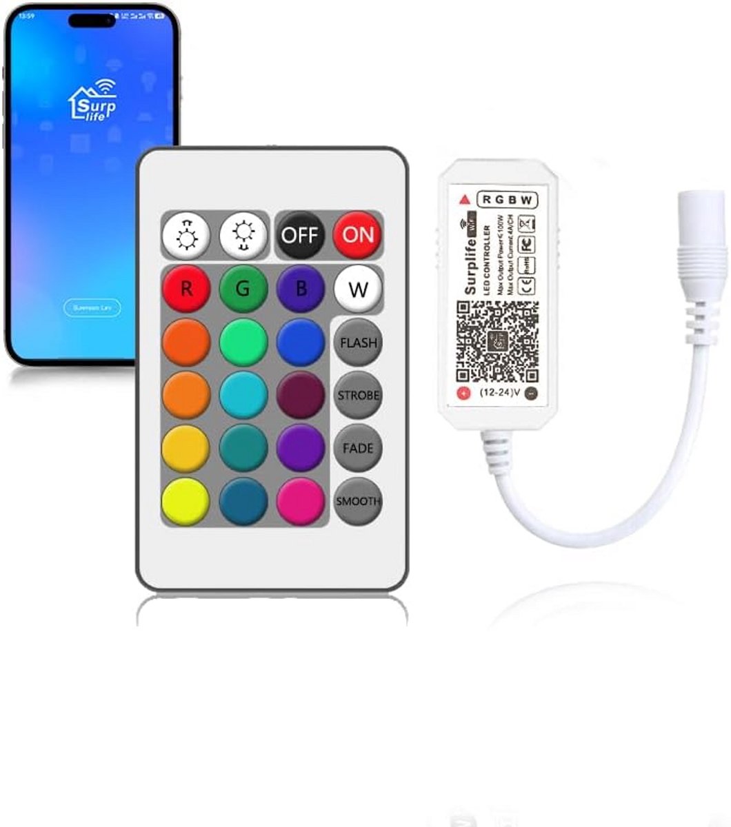 WiFi RGBW(C) LED Controller met Afstandsbediening voor 5050/3528 Strips