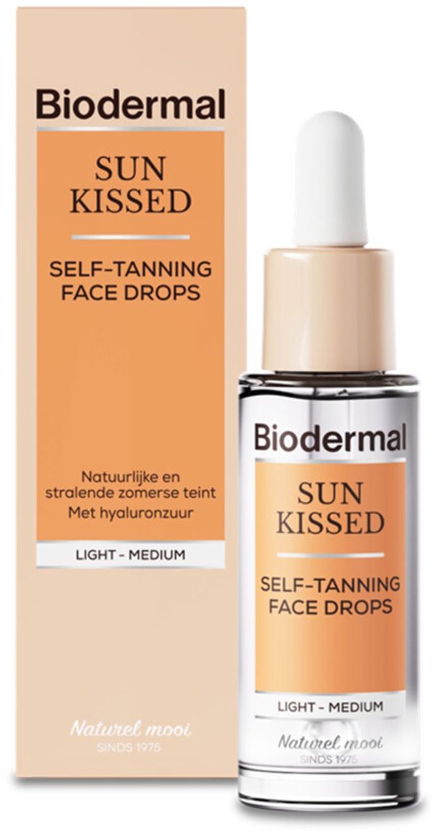 Biodermal Self-Tanning Face Drops, 30 ml - Sun Kissed Zelfbruiner Drops met Hyaluronzuur, Natuurlijke en stralende zomerse teint, Licht-Medium effect