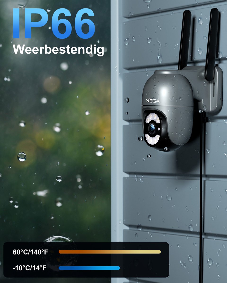 Xega 4G Buiten Beveiligingscamera met SIM Kaart - 24/7 Continue Opname Mensendetectie & Automatische Tracking, 2K HD Nachtzicht, IP66 Waterdicht Buiten Camera – foto 3