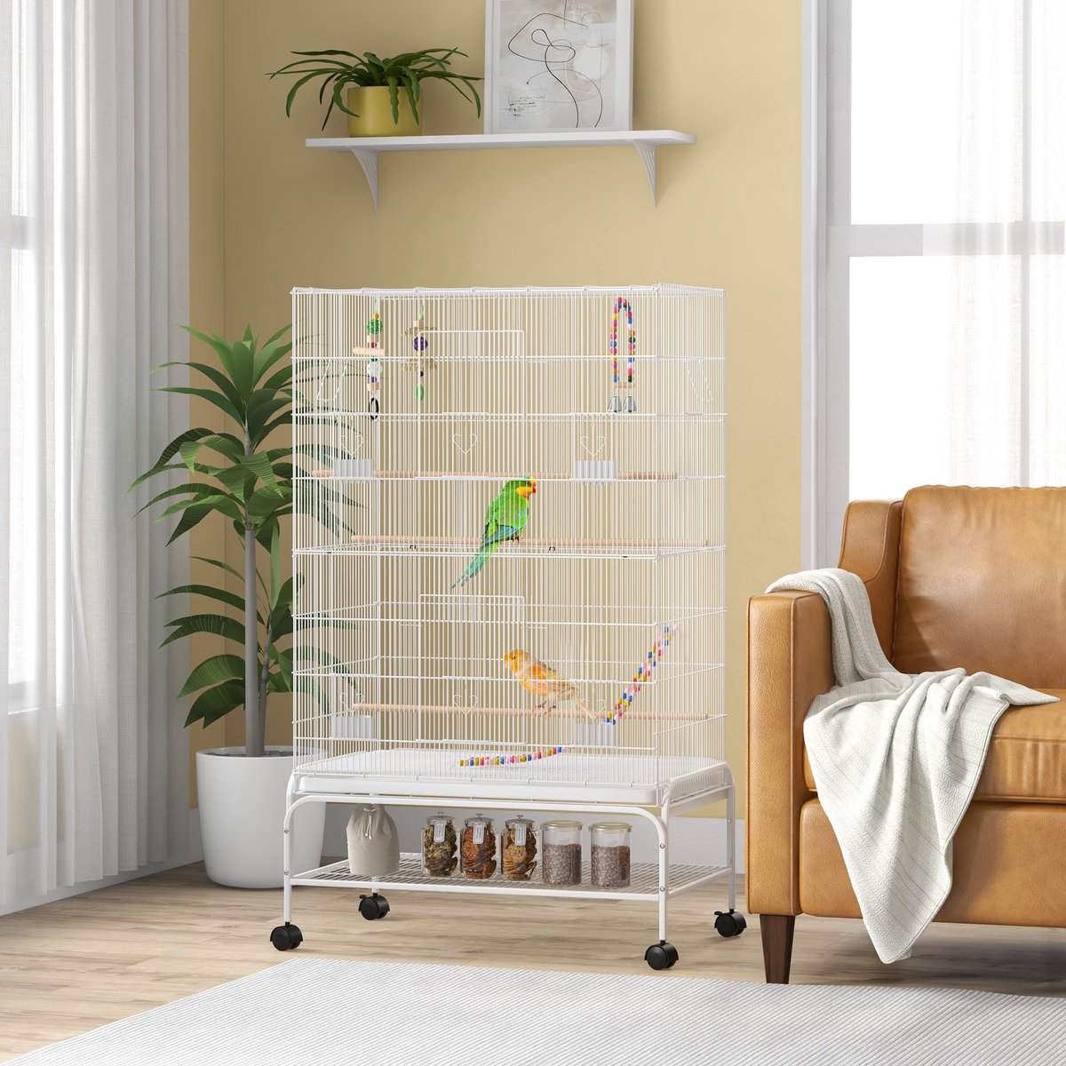 PawHut Vogelkooi - Metaal - 79x49x133cm - Wit thumbnail 2