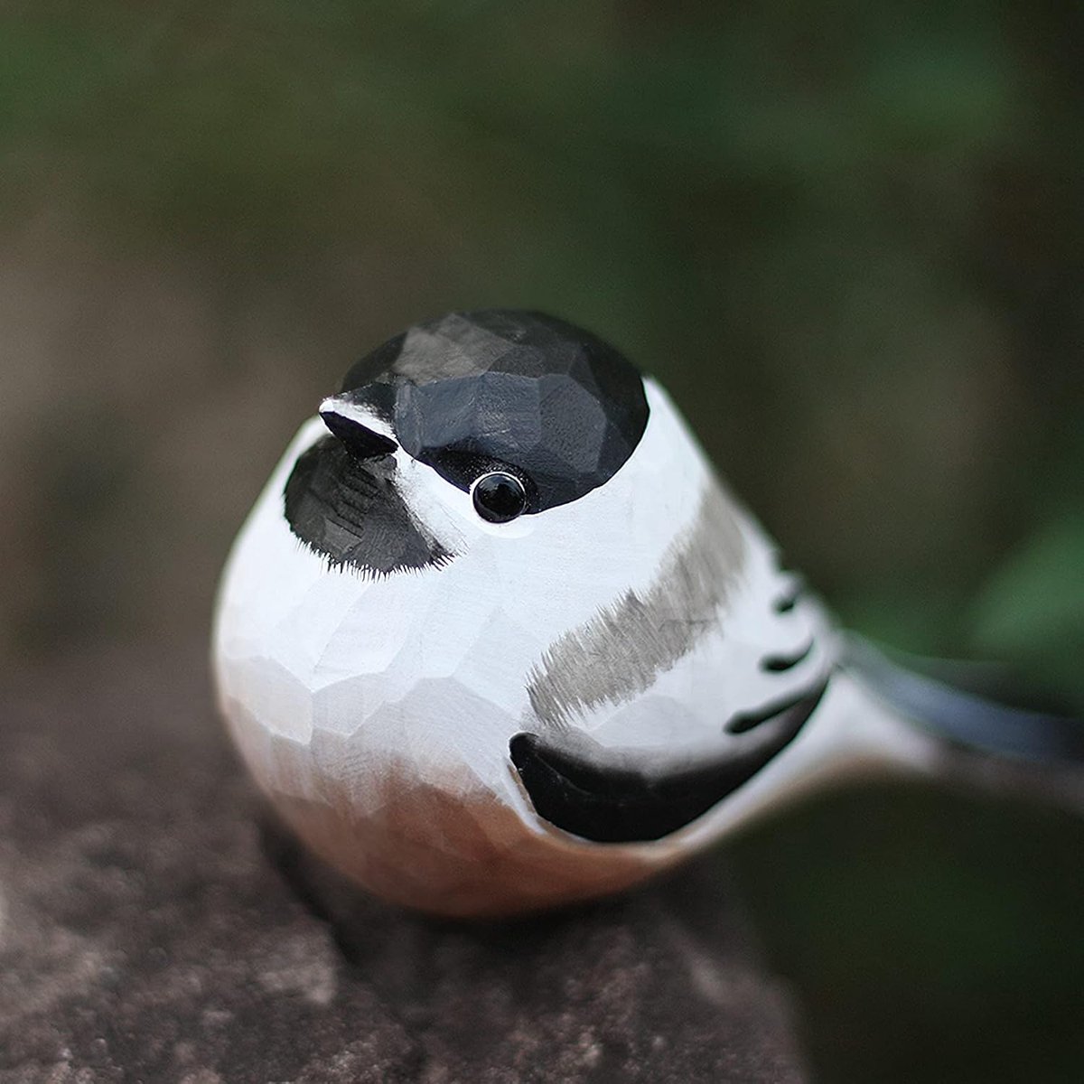 Handgemaakte Houten Vogelbeeldje Koolmees - Houtgesneden Decoratie voor Huis en Plank