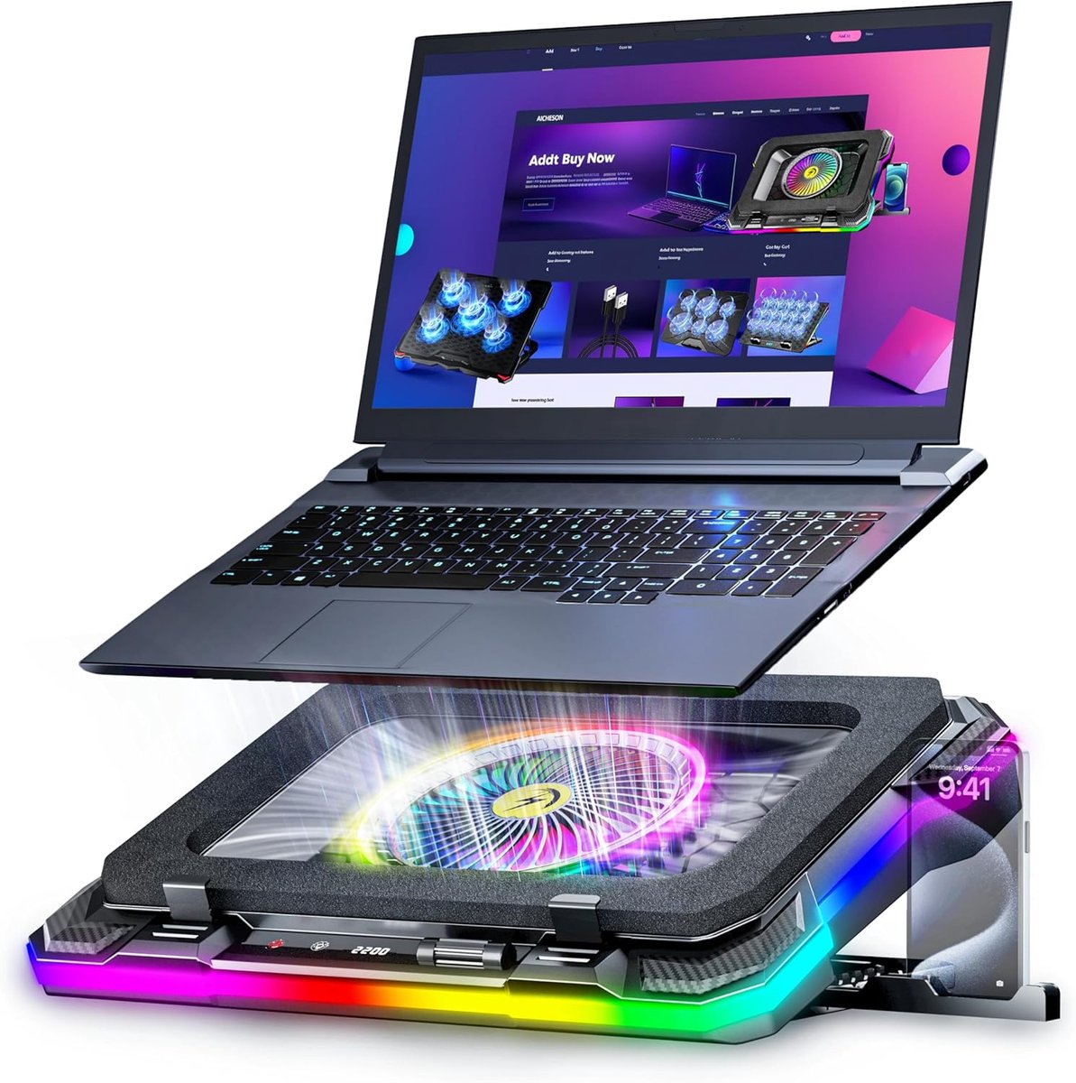 Krachtige Laptop Koelpad met RGB Verlichting voor 15-19 inch Gaming Laptops