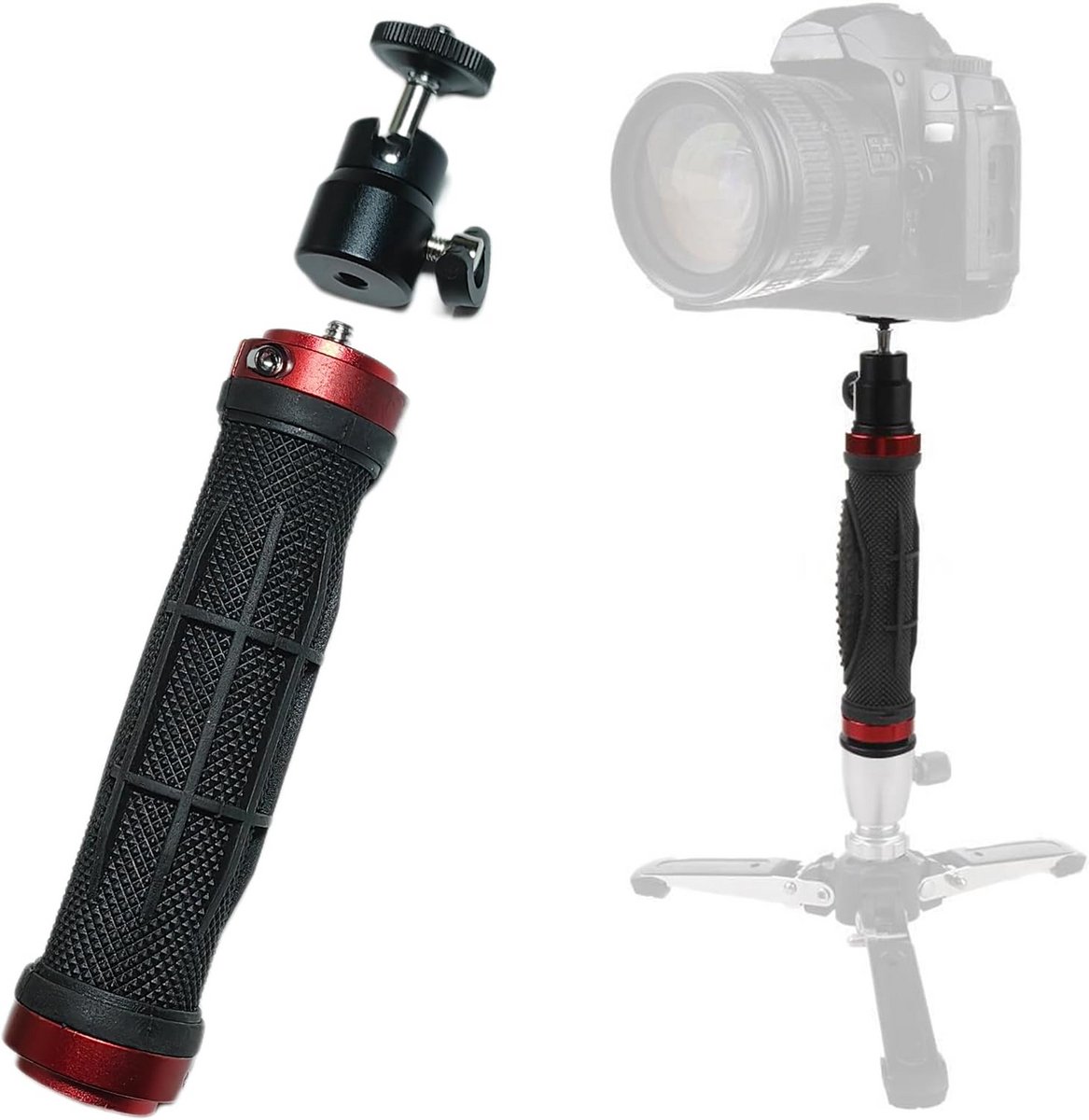 Universele Camera Handgreep Stabilisator - Zwart met 1/4 Inch Schroefdraad