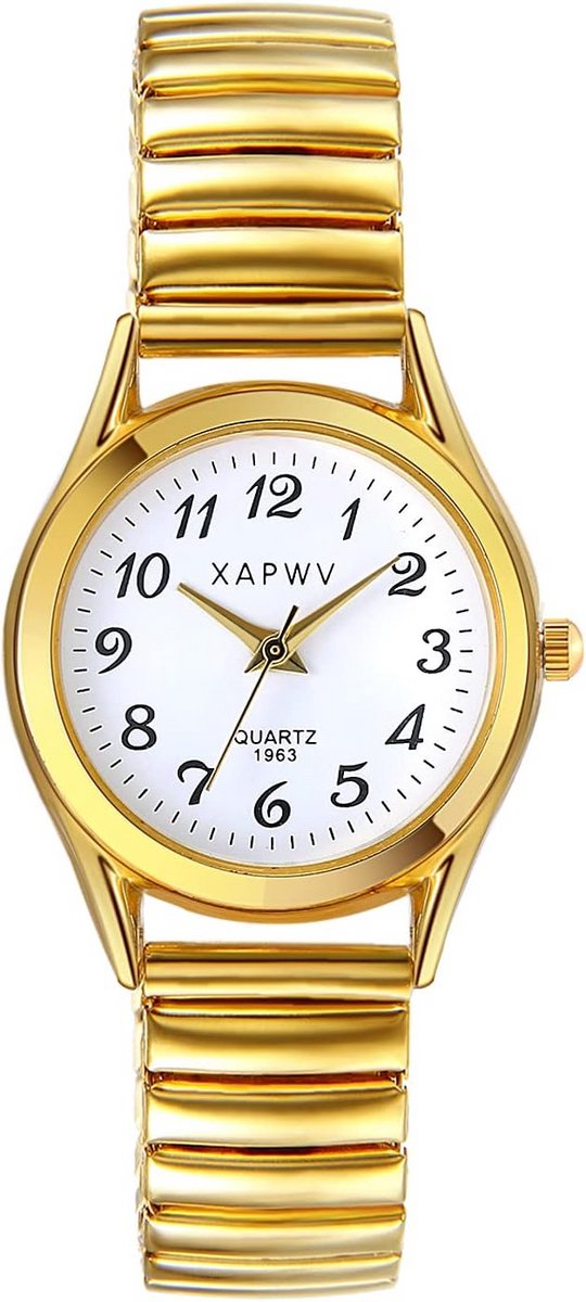 Elegante Analoge Quartz Dameshorloge met Digitale Weergave en Elastische Metalen Armband