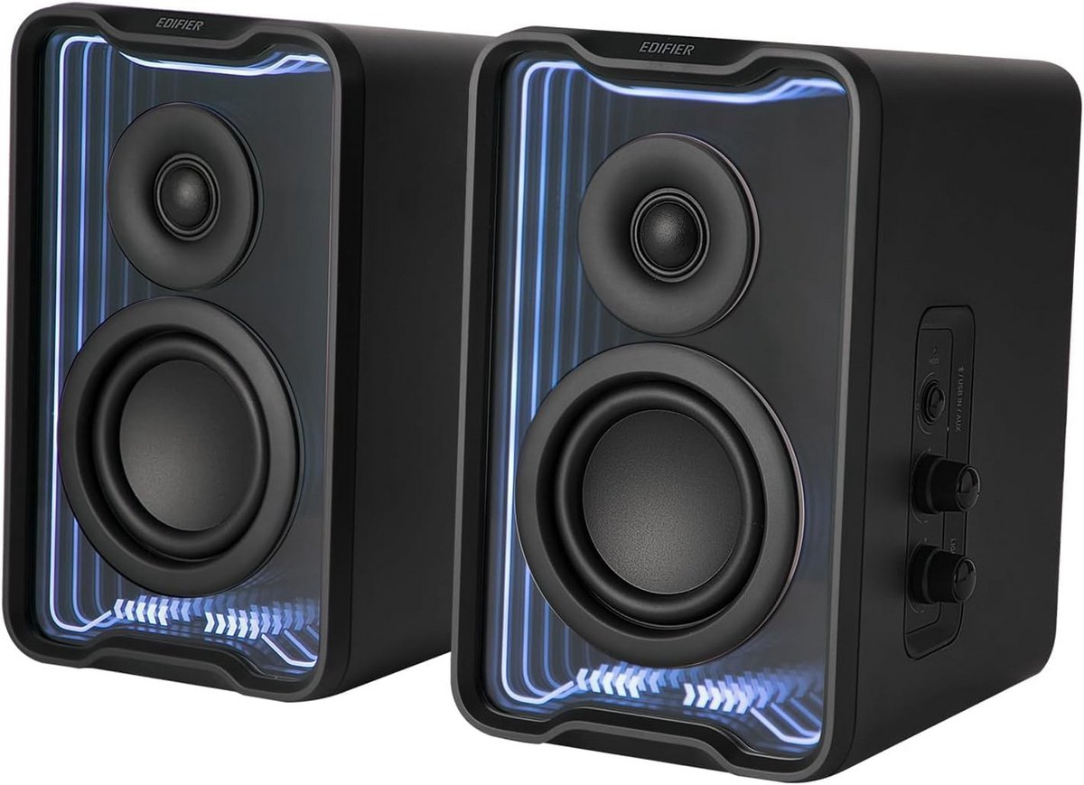 Actieve Desktop Speakers met Bluetooth 5.4 en Dynamische Lichteffecten - 30W RMS
